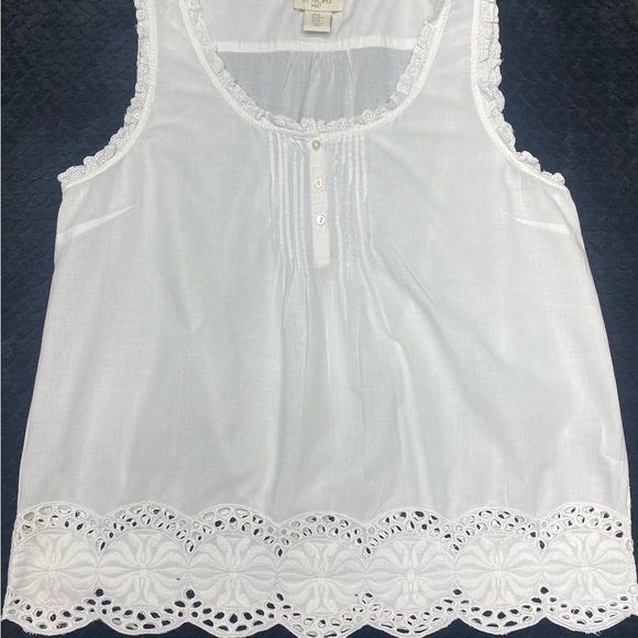 St. Tropez White Ruffled Embellished Tank Top W Med. BEACH TROPICAL ISLAND - Picture 1 of 11